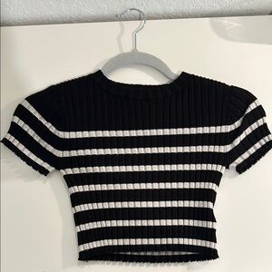 Black and White Striped Crop Top, Size 8/10 years old with NO damages or stains